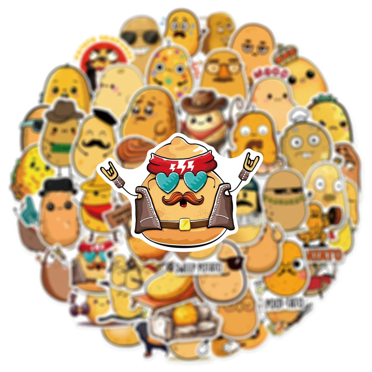50/100PCS Funy Cute Potato Cartoon Graffiti Stickers - Luggage Laptop Phone Waterproof Stickers