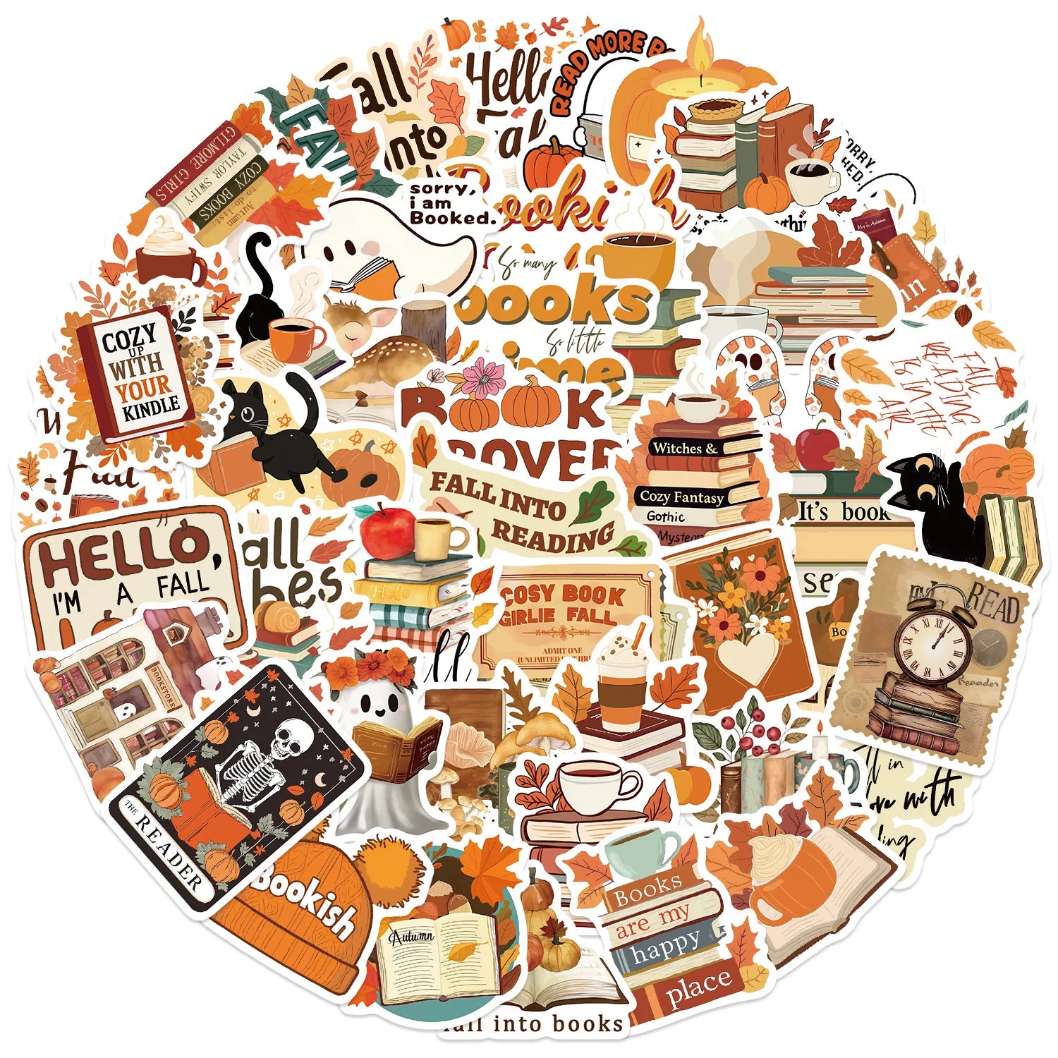 50/100PCS Cartoon Autumn Season Bookworm Graffiti Stickers Decoration Guitar Notebook Luggage DIY Cross border Waterproof