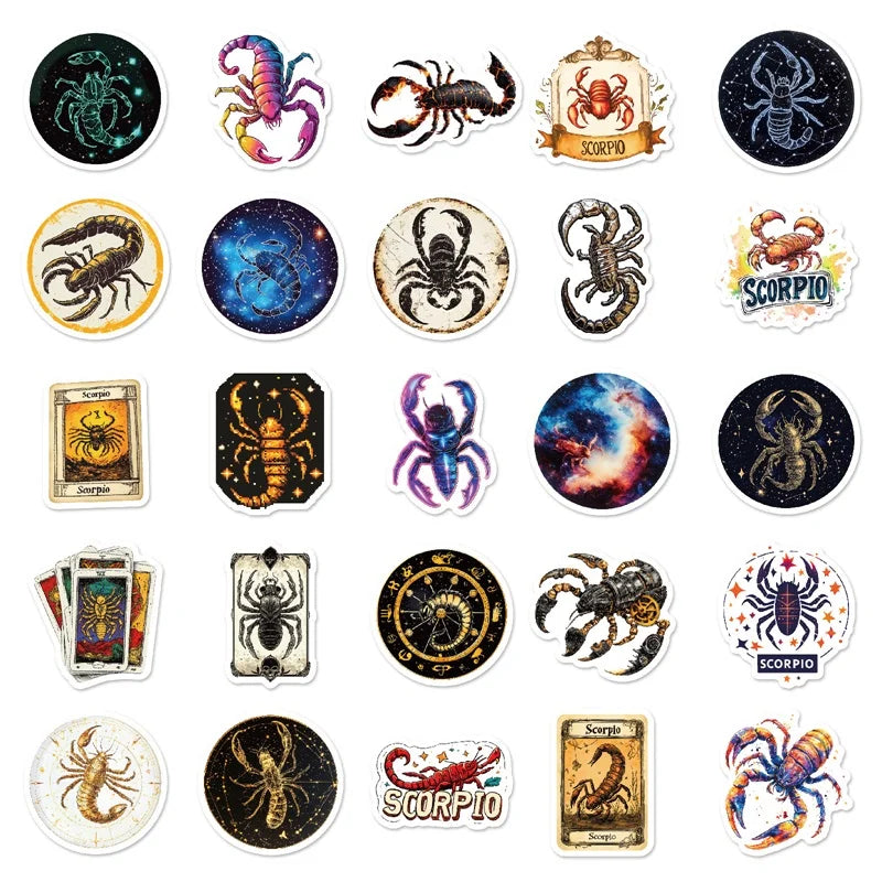10/30/50PCS Cartoon Scorpio Colored PVC Sticky Stickers Aesthetic DIY Phone Laptop Luggage Skateboard Graffiti Decals