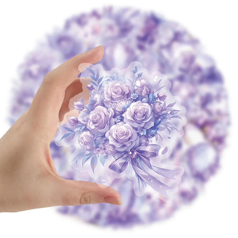 50Pcs Purple Dream PET Stickers Girl's Heart Decoration Notebook Water Bottles Desktop Stationery Notebook Stickers