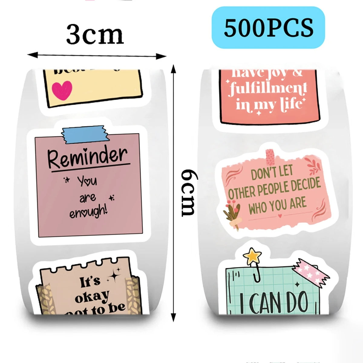 500pcs Self Affirmation Motivational Stickers For DIY Diary Scrapbooking Decoration,Envelopes Seals，2.5*2.5CM