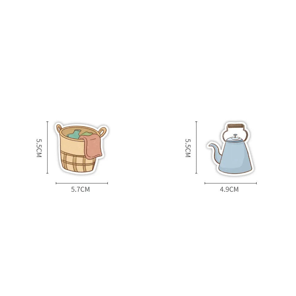 60-Pack Artistic Cartoon Hand-Drawn Furniture Stickers for Water Bottles Guitars Helmets Notebooks Luggage Stationery DIY