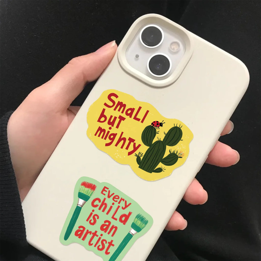 50Pcs Cartoon Fun Text Colorful Stickers Decorating Notebooks Stationery Boxes Desks Luggage And Phone Cases Plastic Stickers