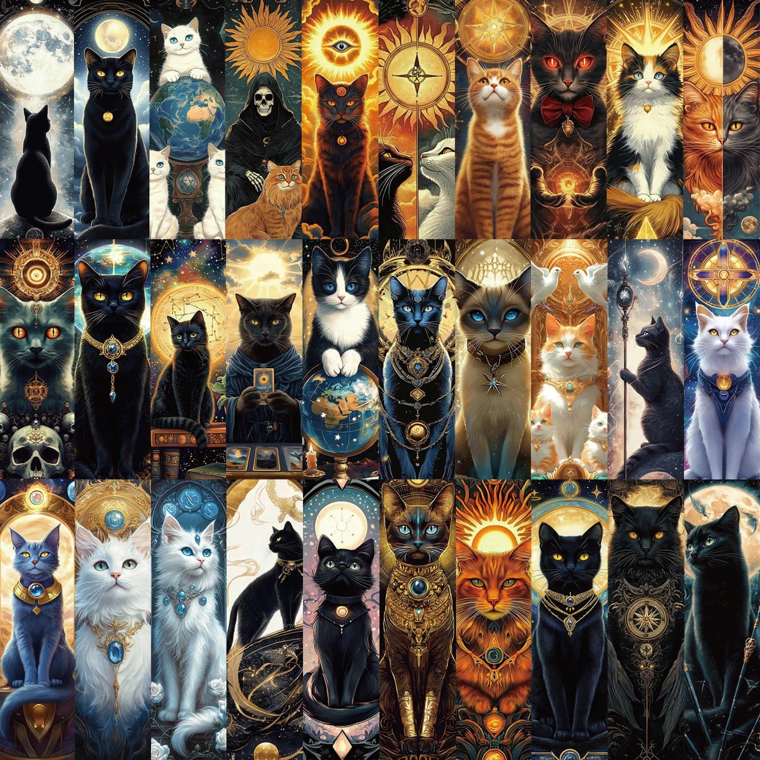 30 Pcs Cartoon Cat Bookmark Series Simple Handheld Artistic Creative Materials Reading Paper Bookmarks DIY Bookmarks