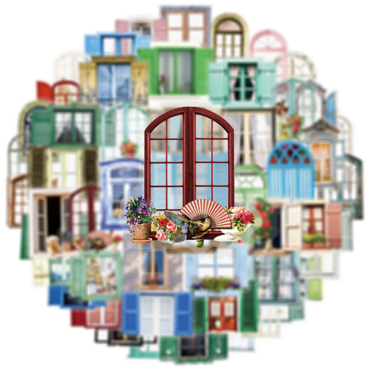 50/100PCS Transparent PET Cartoon Window Sticker Material Hollow Diary Notebook Decorative Stationery Sticker