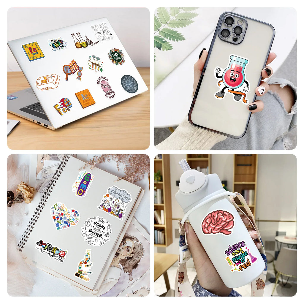 50/100PCS Chemical Equipment Laboratory Science Cartoon Laboratory Supplies Stickers Computer Notebook Stationery Stickers