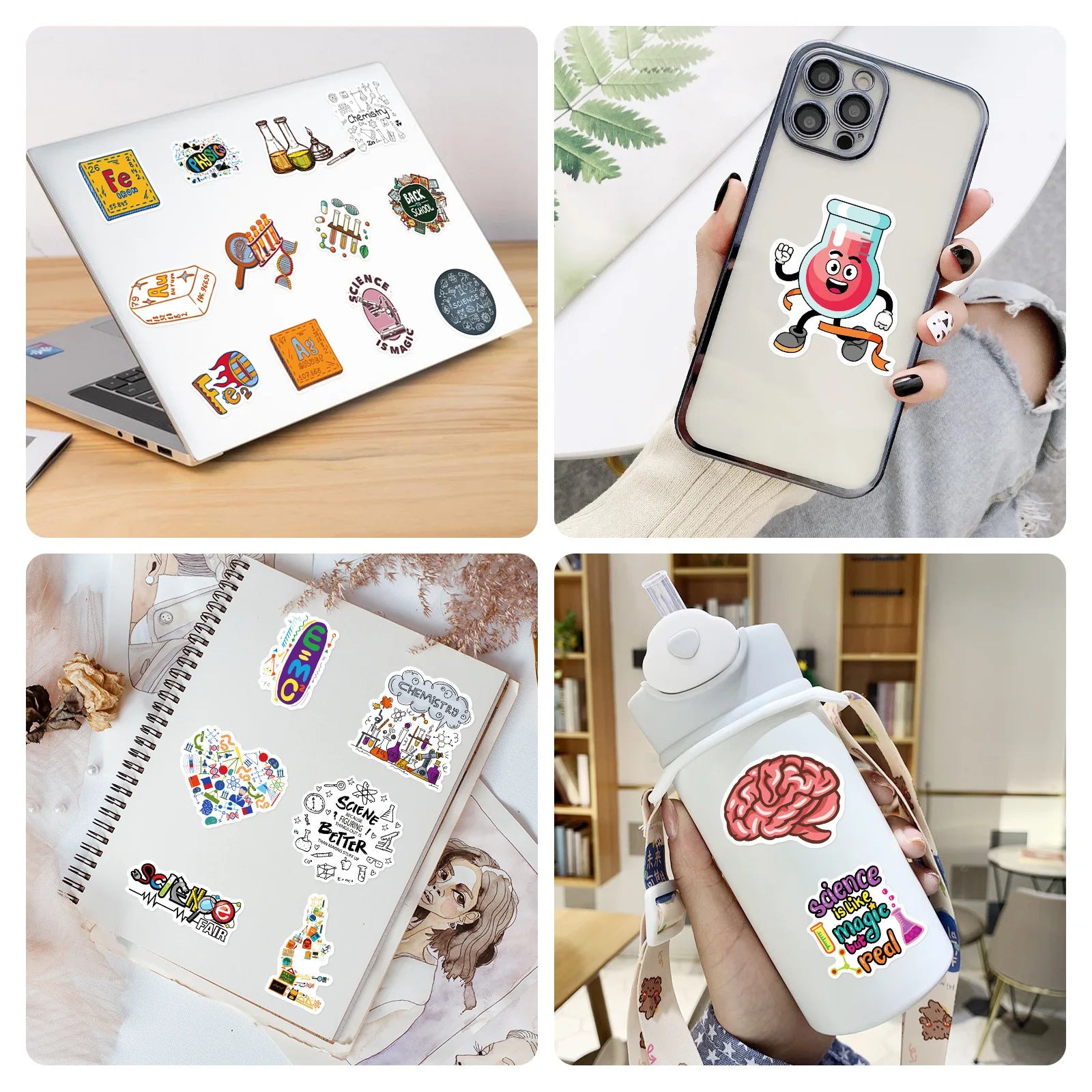 50/100PCS Chemical Equipment Laboratory Science Cartoon Laboratory Supplies Stickers Computer Notebook Stationery Stickers