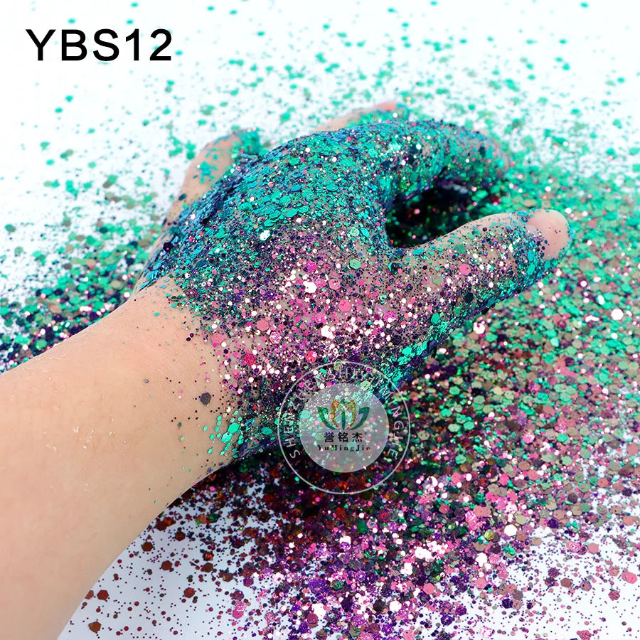 12g/bag Hexagonal Chameleon Nail Art Glitter 12Colors For Choice Scallion Powder Nail Art and Creative Crafts DIY Nails Sequins