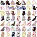 50/100PCS Colorful Edge Flower Cat Cartoon Image Graffiti Stickers Trolley Box Diary Waterproof Stationery Decorative Sticke