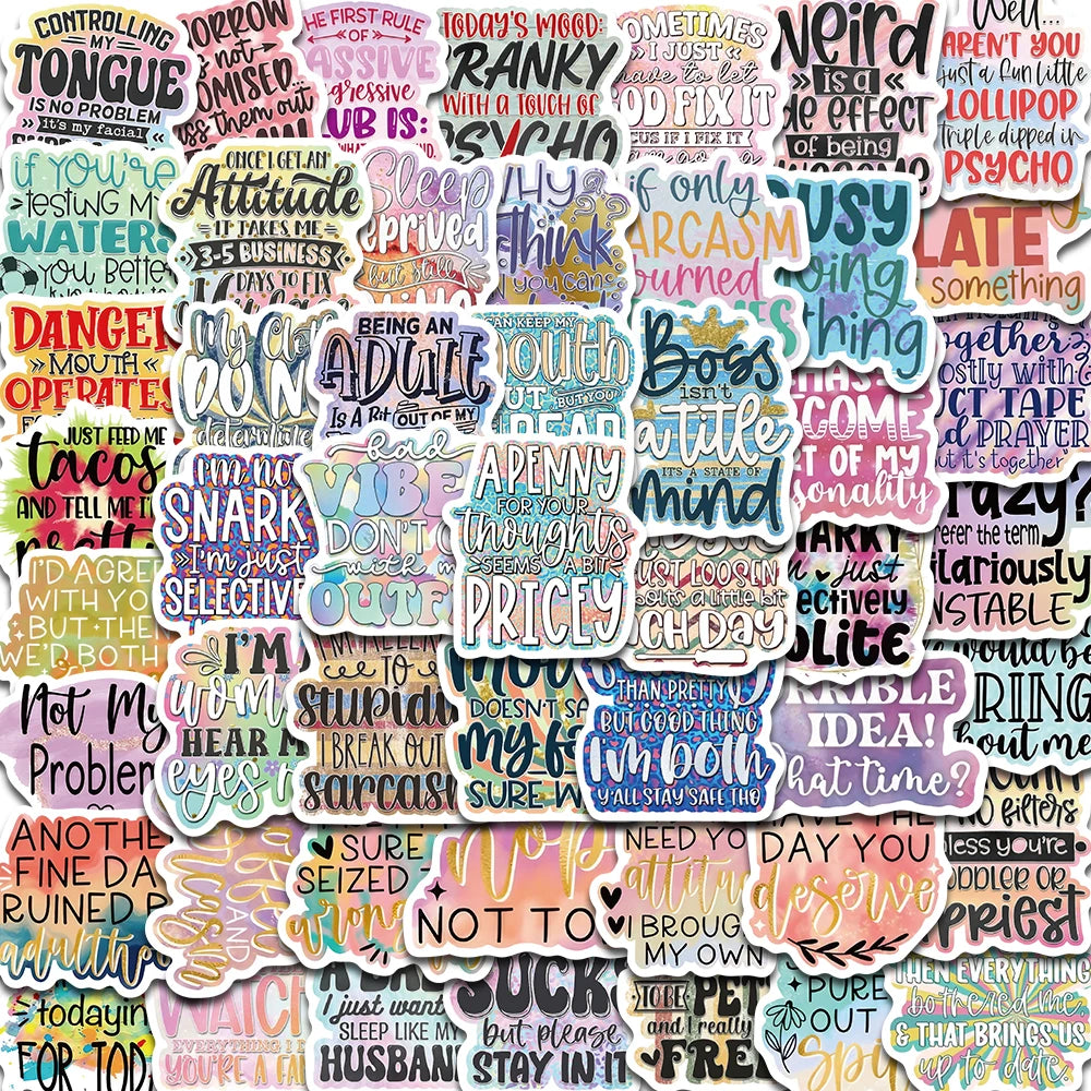 50PCS Sarcastic Stickers Kawaii Notebook Mysterious Laptop Luggage Guitar Scrapbooking Phone Waterproof PVC Phone Sticker  ﻿