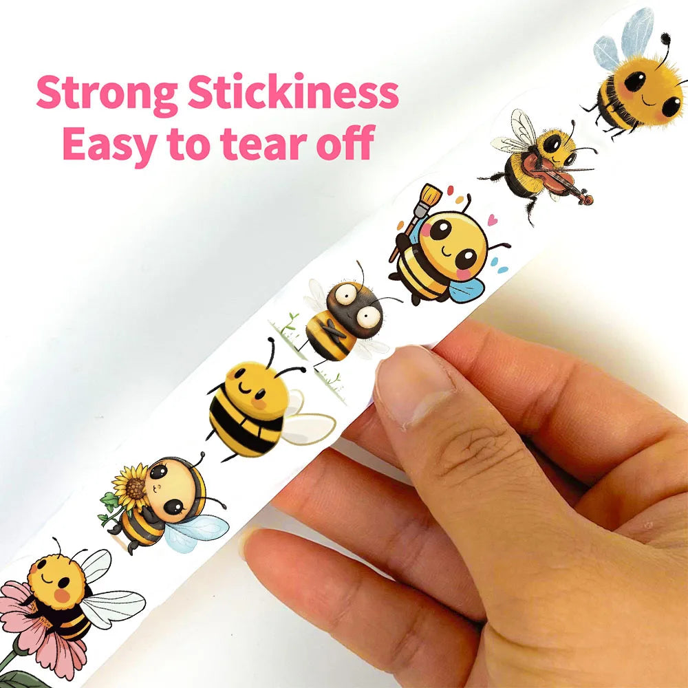 500PCS Cute Bee Roll Stickers Nostalgia Skateboard DIY Laptop Luggage Phone Scrapbooking Room Gift Modern Home Decoration ﻿