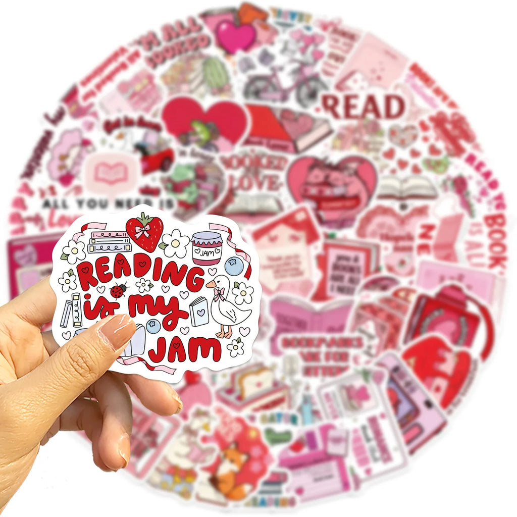 50/100PCS Valentine's Day Bookish Graffiti Stickers Phone Case Guitar Notebook Luggage DIY Decorative Waterproof Stickers