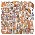 50-Pack Cartoon Horse Fun Emotion Doodle Stickers for Student Stationery Guitar Notebook Luggage DIY Waterproof Decals