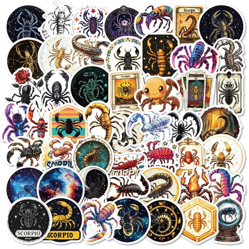 10/30/50PCS Cartoon Scorpio Colored PVC Sticky Stickers Aesthetic DIY Phone Laptop Luggage Skateboard Graffiti Decals