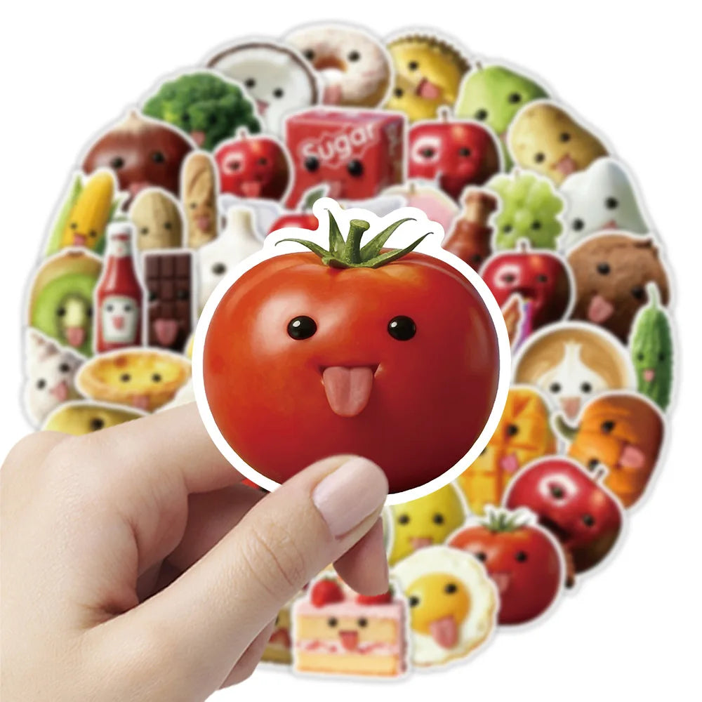 50/100/150 Pcs Funny Cartoon Fruit with Faces Stickers Reusable for Reward Notebook Stationery Box Desk Fridge Suitcase
