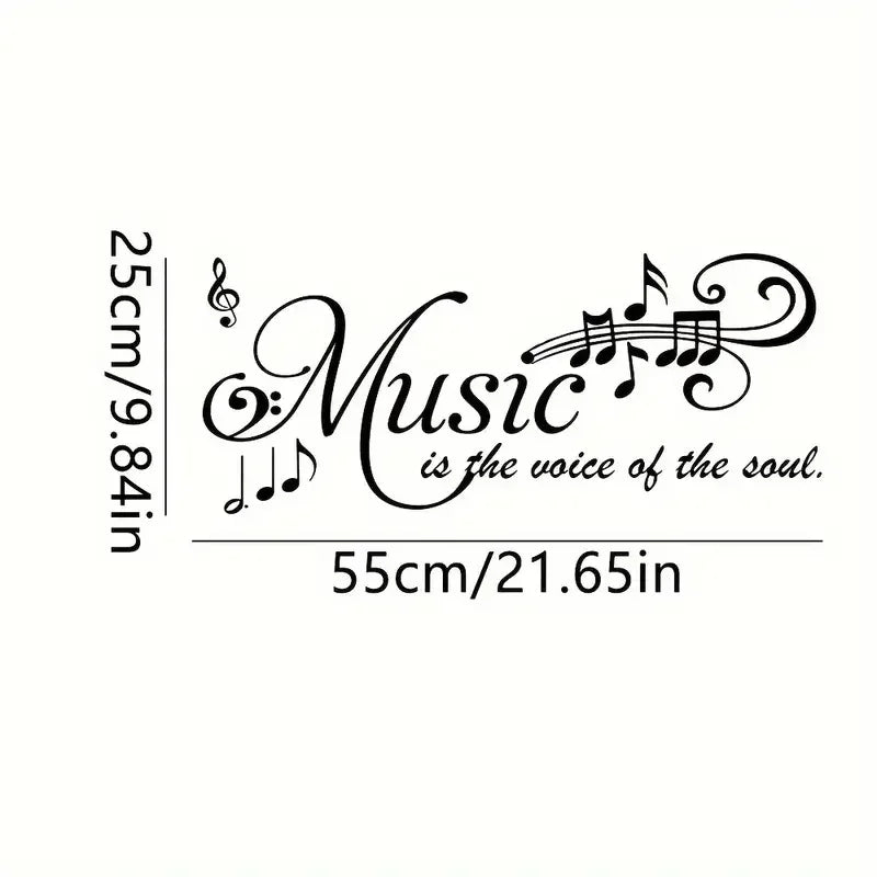 Music Is The Voice of the Soul" Vinyl Wall Decal - Waterproof, Self-Adhesive Music Festival Theme Sticker for Living Room & Bedr