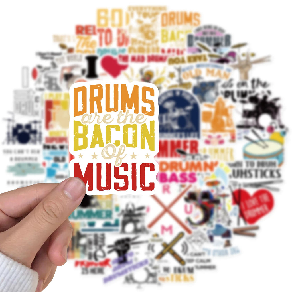50pcs Drummer Rock Musician Sticker Nostalgia Waterproof Community Fruits Phone Banner Skateboard Luggage Car Dormitory Stickers