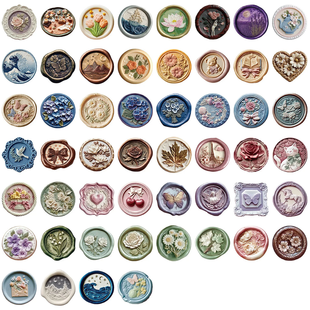 52/104 PCS Transparent Cartoon Relief Stickers Waterproof Transparent PET Decorative Guitar Notebook