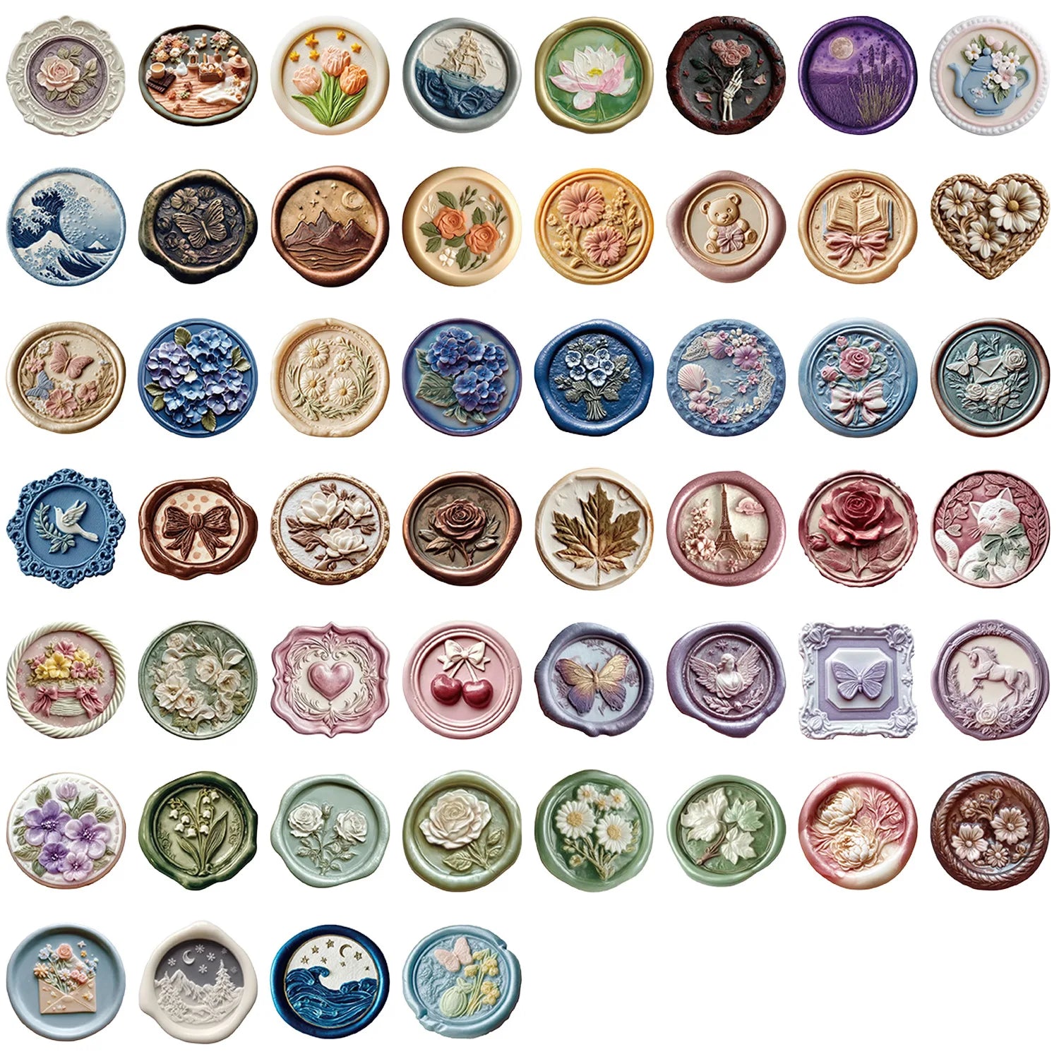 52/104 PCS Transparent Cartoon Relief Stickers Waterproof Transparent PET Decorative Guitar Notebook