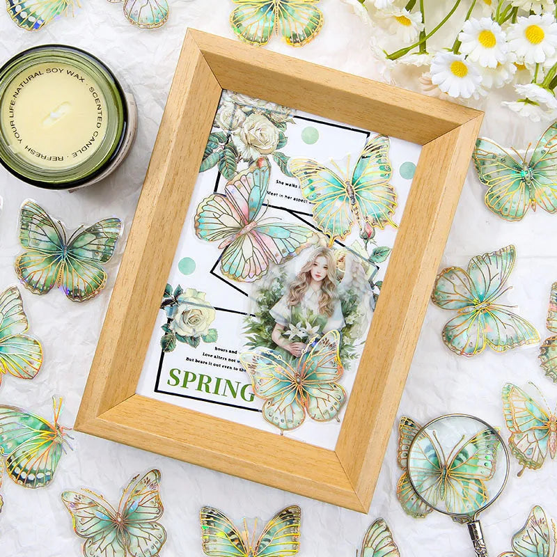 Stationery with 20PCS Vintage Butterfly PVC Stickers Korean DIY Decorative Material PEt Stickers