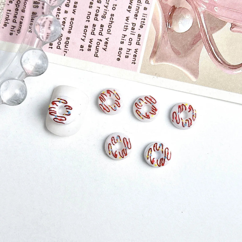 20PC Candy Nail Charms Lumious Cartoon Donut Nail ArtF Accessories Creative Simulated Painted Doughnut Nail Decorations Supplies