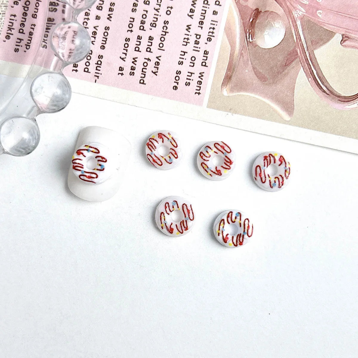 20PC Candy Nail Charms Lumious Cartoon Donut Nail ArtF Accessories Creative Simulated Painted Doughnut Nail Decorations Supplies