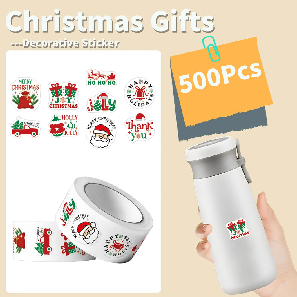 500Pcs Irregular Merry Christmas Gift Stickers 2.5cm/1'' DlY Craft Decoration Festival Scrapbooking Labels Gift Sealing