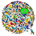56/112 Pcs Colorful Bird Doodle Stickers Clear Pattern Non Trace Adhesive for Phone Window Fridge Furniture Envelope Decals