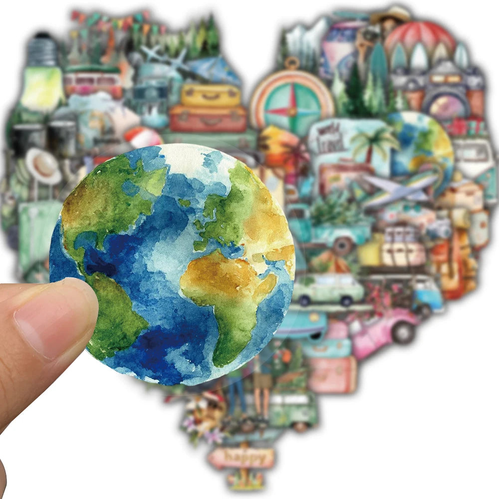 50PCS Minimalist Outdoor Travel Stickers Notebook Suitcase Phone Cartoon Coffee Laptop Luggage Bike Cool Waterproof Decal