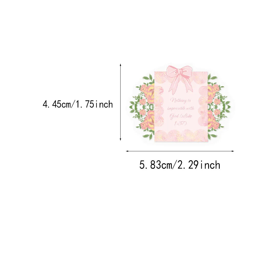 50PCS Pink Bow English Inspirational Series PET Stickers DIY Phone Case Laptop Tablet Toy Stickers