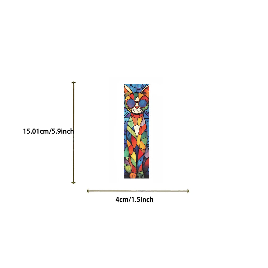 30 Pcs Color Block Cat Bookmark Series Handheld Art Creative Materials ins Reading Paper Bookmarks DIY