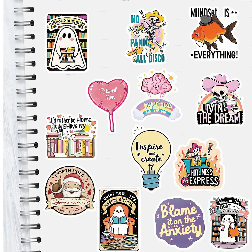 50PCS Mix Creative inspirational quotes Sticker Harajuku Aesthetic Scrapbooking Y2k Fashion Waterproof Stationery Diary Phone