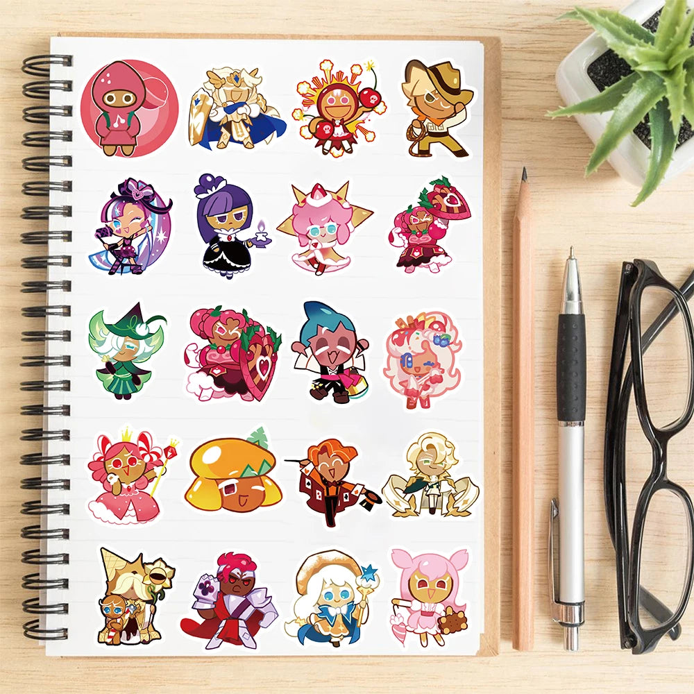 50PCS Cookie Run Kingdom Stickers Notebook Laptop Cartoon Phone Waterproof Aesthetic Phone Skateboard Cafe Decals Sticker
