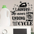 1pc Black and White Laundry Machine Sticker - Self-Adhesive, Removable Vinyl Decal with Humorous "LAUNDRY THE NEVER-ENDING CYCLE