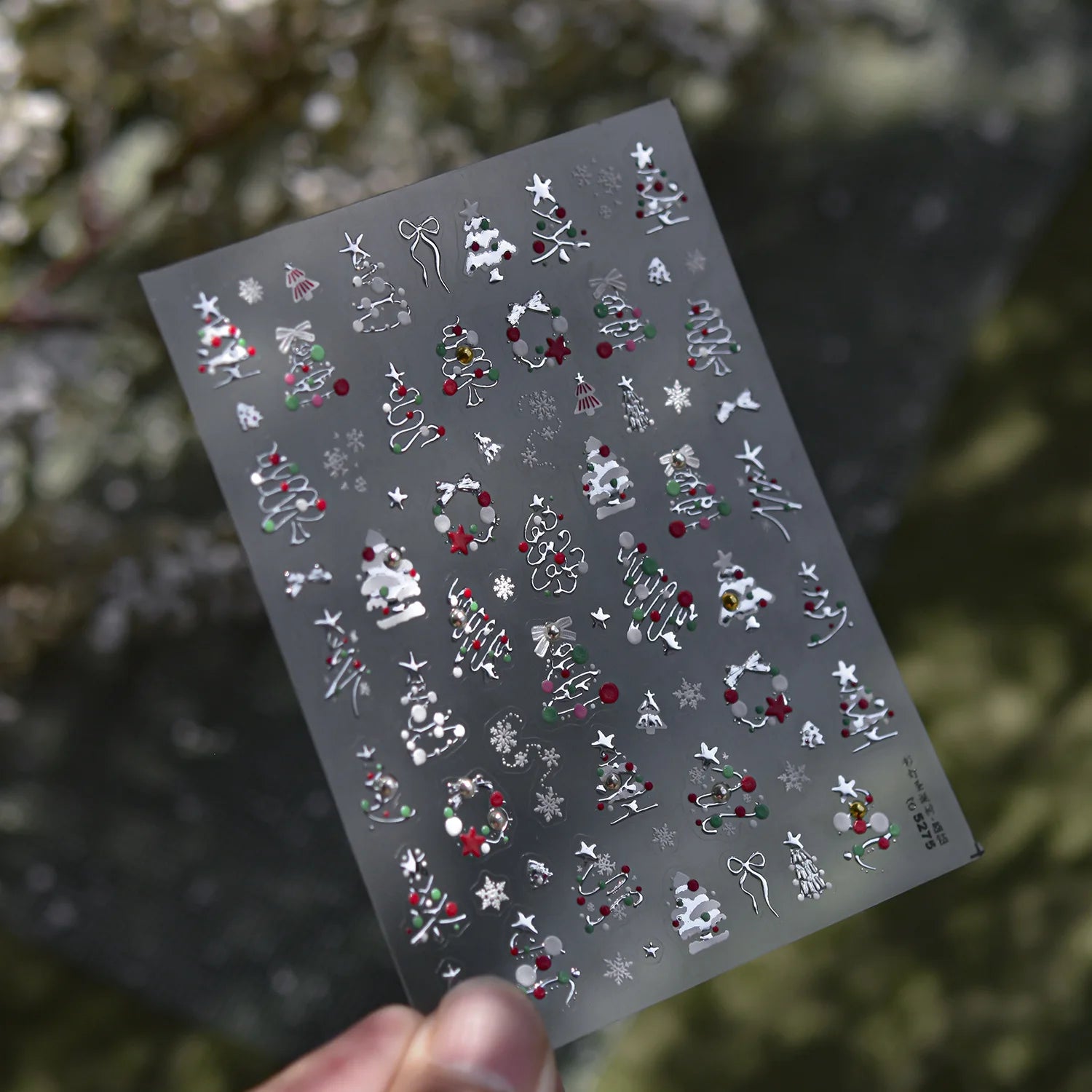 Luxury Crystal Diamond Nail Stickers 5D Cute Apple Christmas Tree Nail Decoration Stickers DIY 3D Happy New Year Manicure Decals
