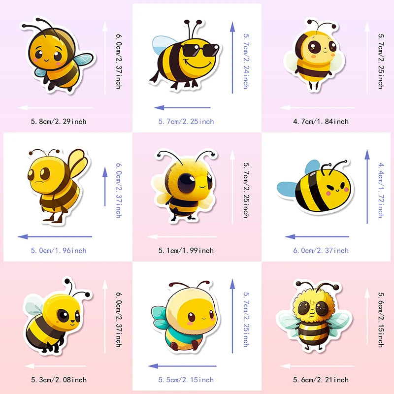 10/30/50PCS Cartoon Little Bee PVC Sticker Aesthetic Children's Laptop Decoration Scrapbooking Stationery School Supplies
