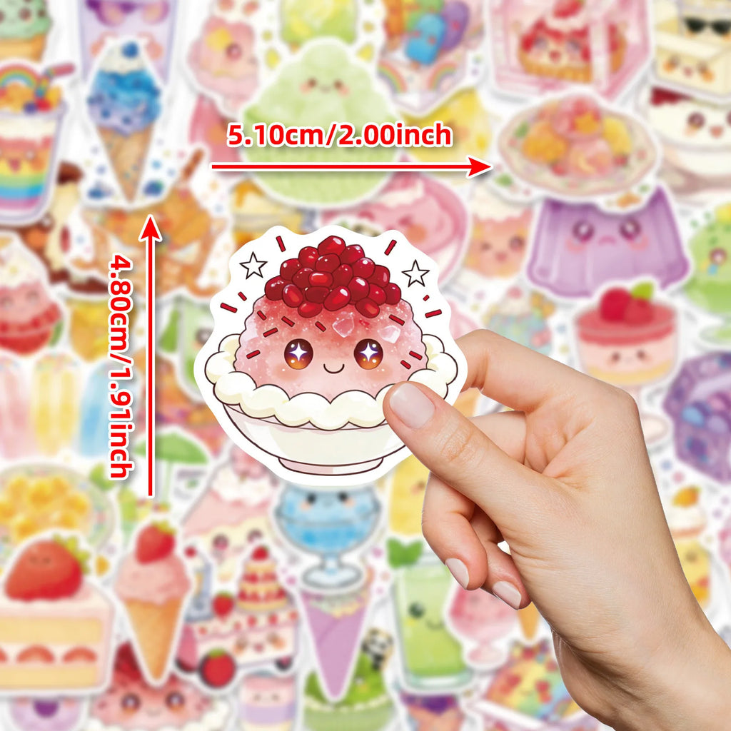 56-Pack Summer Dessert Cold Drink Cake Food Stickers Set Notebook Student Stationery Luggage Helmet Decoration Stickers