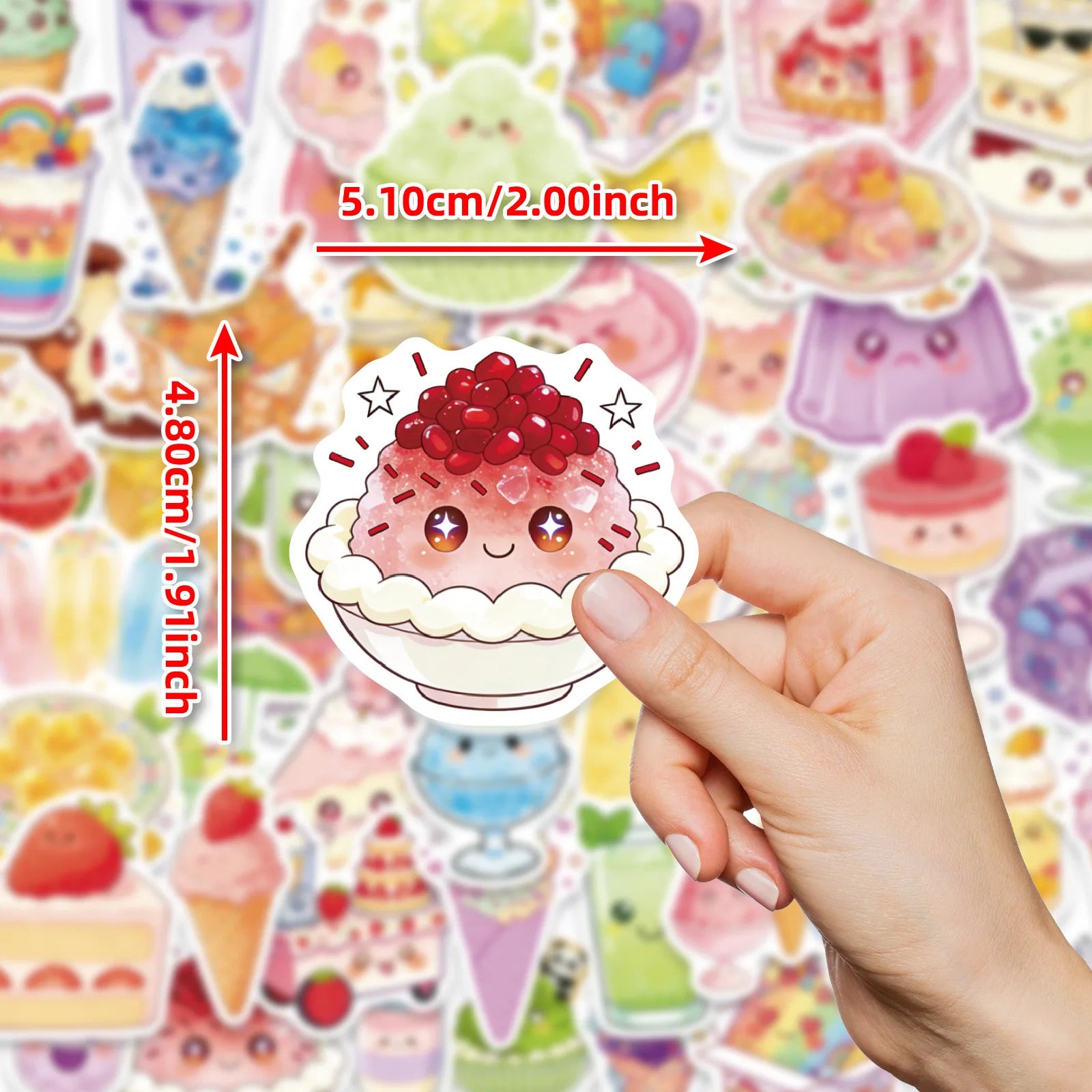 56-Pack Summer Dessert Cold Drink Cake Food Stickers Set Notebook Student Stationery Luggage Helmet Decoration Stickers