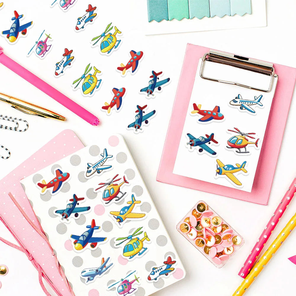 500PCS Cartoon Airplane Stickers Small Pattern Decoration DIY Pack Tablet Skateboard Water Cup Reward Toy Stickers