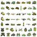 50-Pack Military Tank Missile Helicopter Decals Camouflage Gear Waterproof Stickers for Water Bottles Skateboards Guitars Helmet