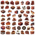 50/100Pcs Chocolate & Matcha Dessert Cake Doodle Stickers, Stationery Decor Decals Notebook Lunch Box Fridge Luggage Stickers