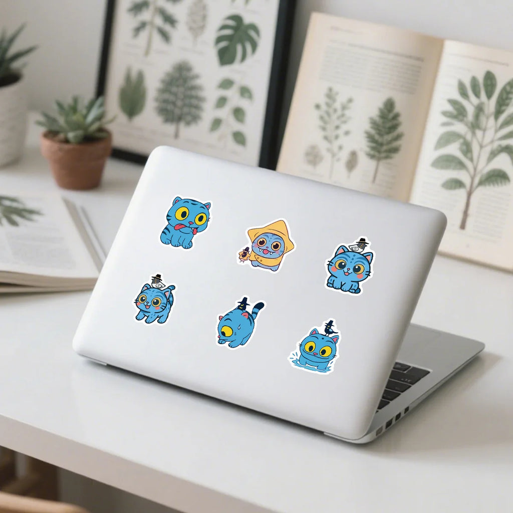 50/100 Pcs Cartoon Cat Funny Face Creative Stickers DIY Game for Storage Box Phone Laptop Stationery Box Cup Decals