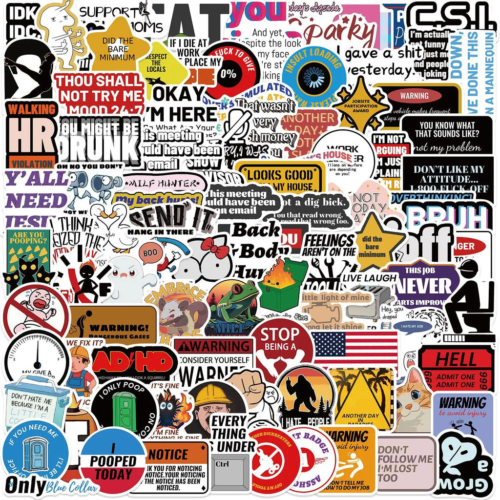 100Pcs Fun Prank Meme Stickers Decorate Guitar Notebook Luggage DIY Waterproof Children Stationary Stickers