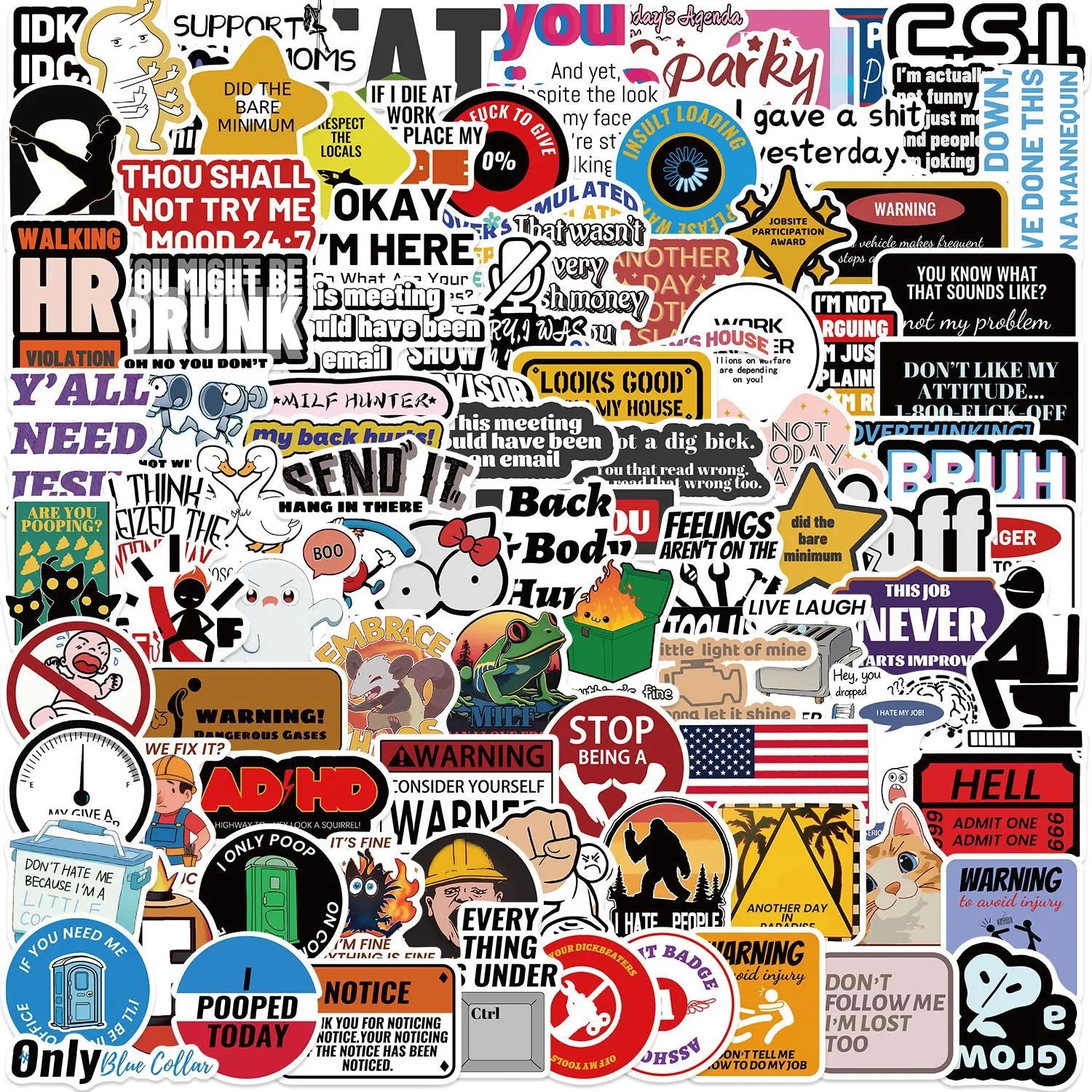 100Pcs Fun Prank Meme Stickers Decorate Guitar Notebook Luggage DIY Waterproof Children Stationary Stickers