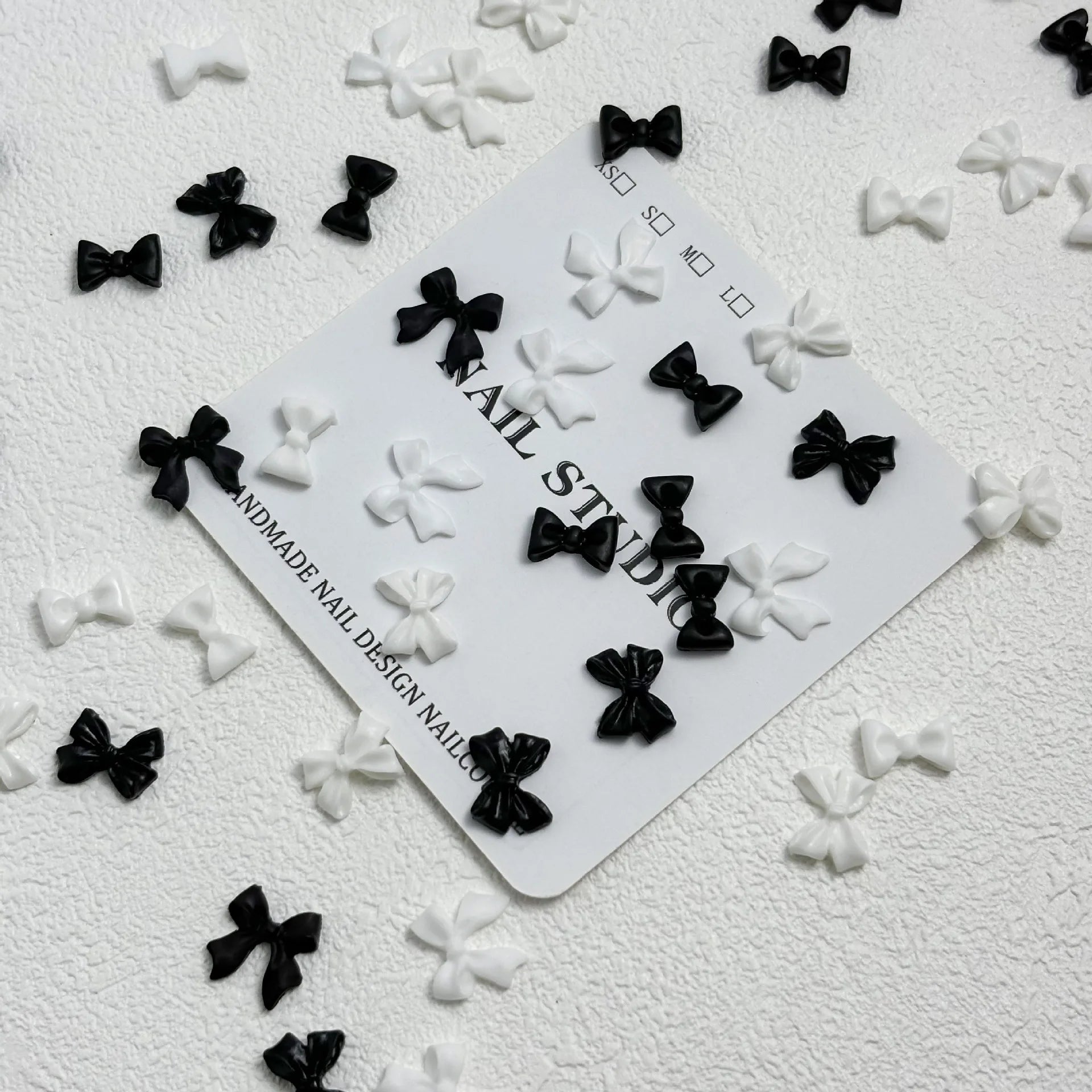 20pc Exqusitive Bows Nail Resin Charms Mini Bow Nail Art Accessories Bow Black White Rice White Bow Tie Nails Decoration Diamond