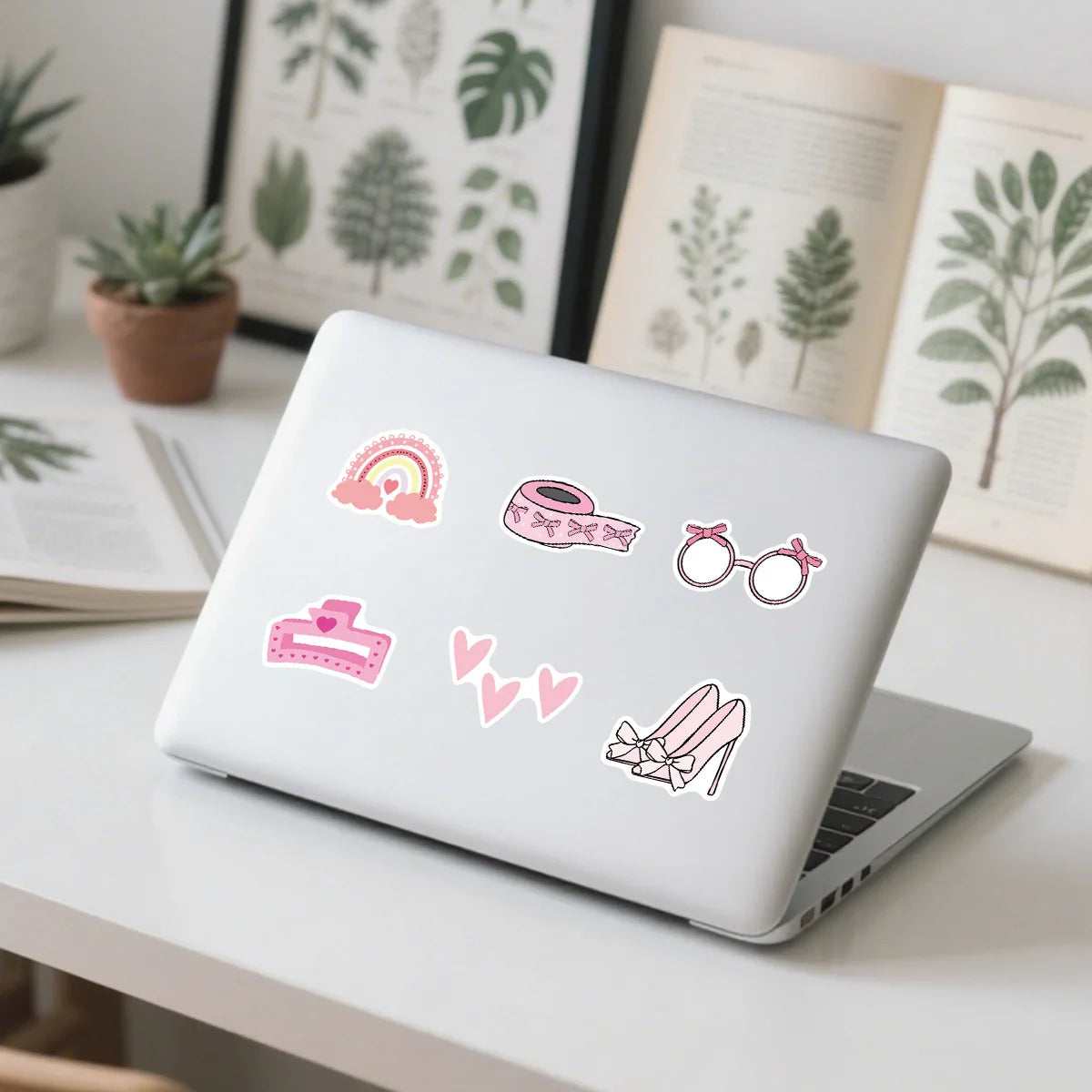 50-Pack Cute Pink Doodle Stickers Water Bottles Laptops Creative Stationery Notebook Waterproof Decor Stickers