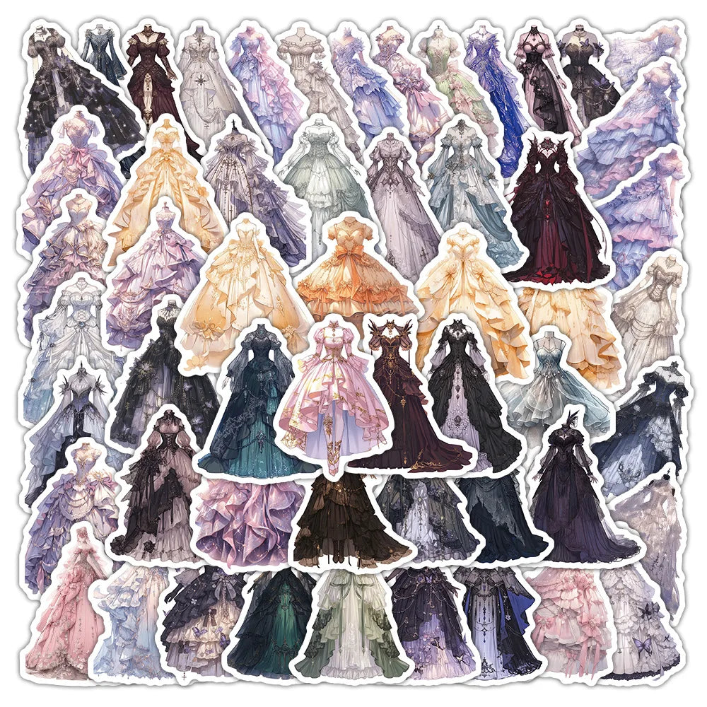 50 Pcs Princess Dress/Cartoon Ballet Animals Stickers Elegant Fashion Waterproof Decorative Stickers Decals