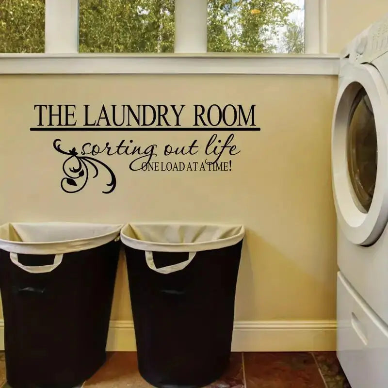 1pc Laundry Room Decals Vinyl Art Lettering Decals For Walls Peel And Stick Laundry Sign Stickers Decor 22×9IN