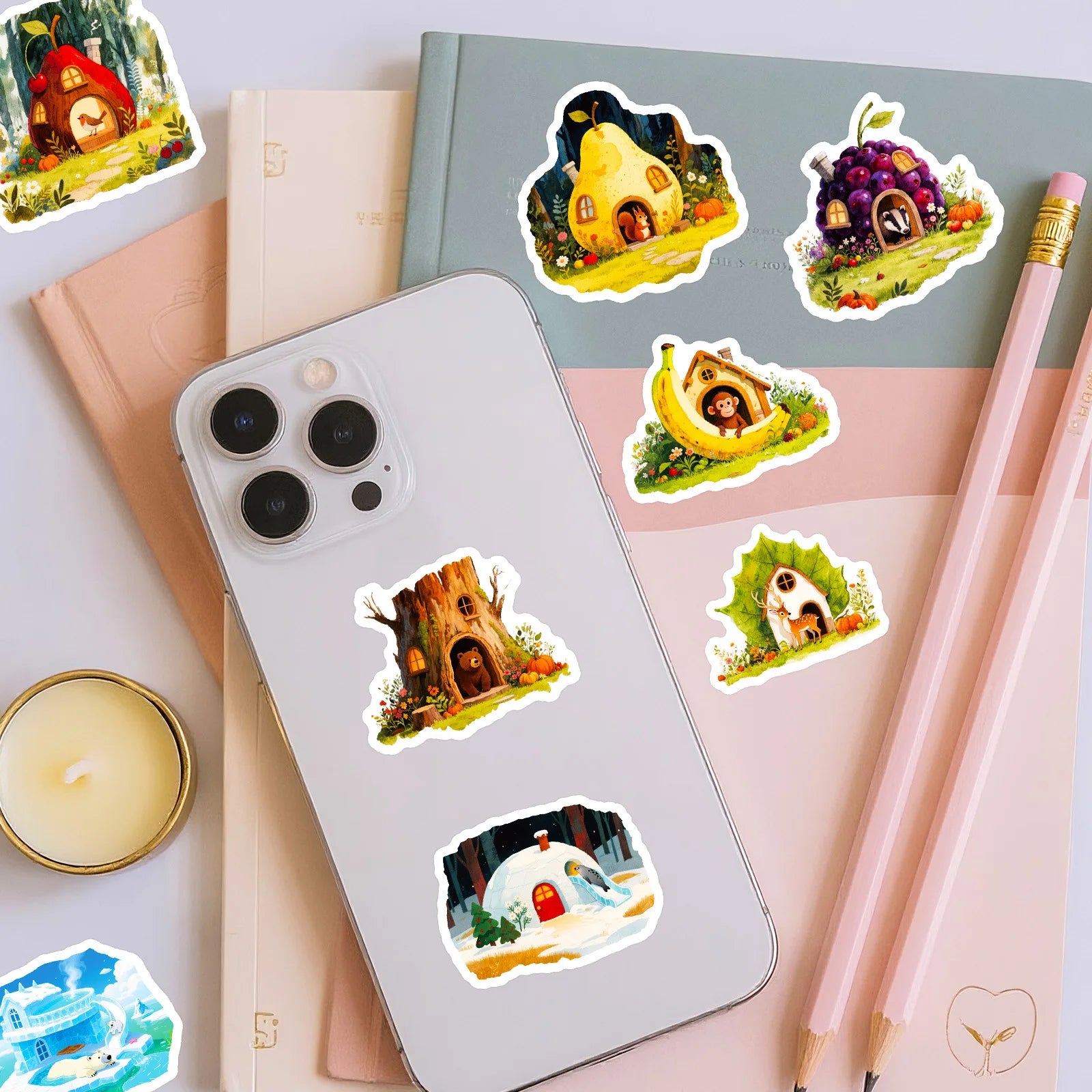 56-Piece Fairy-Tale Forest Animal House Doodle Stickers Student Stationery Notebook Holiday Reward Decorative Stickers