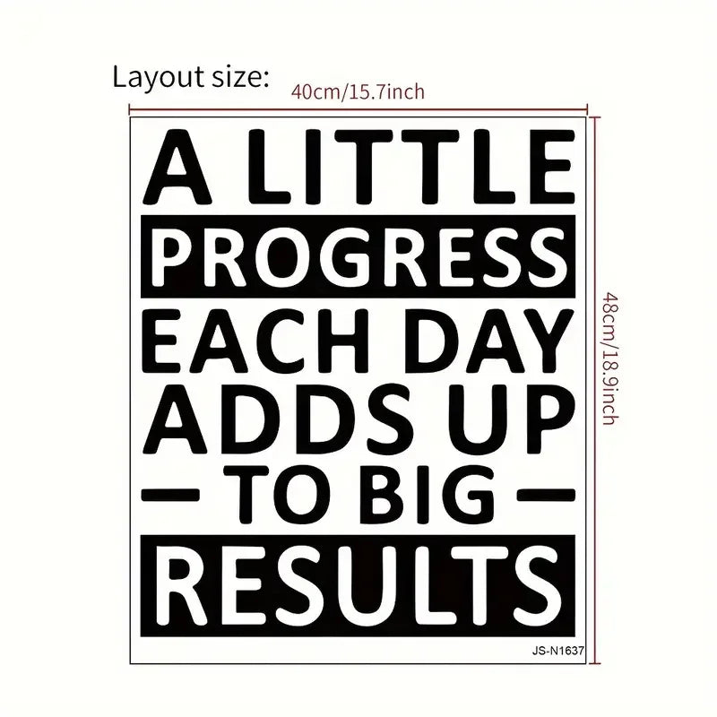 1pc Inspirational Quote Wall Sticker, A Little Progress Each Day, Self-Adhesive Wall Stickers, Bedroom Office Living Room Gym Ho